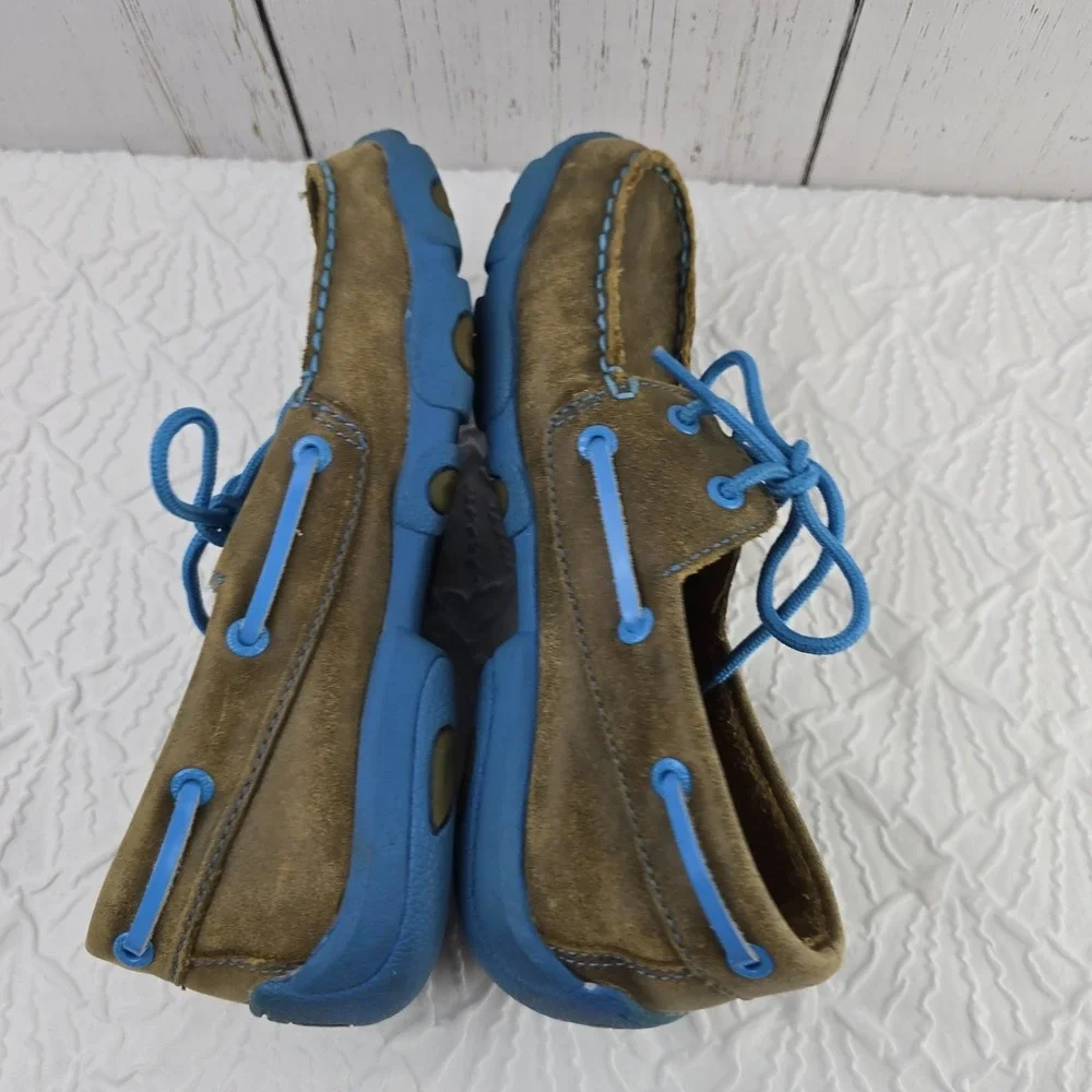 Twisted X Boat‎ 4.5M Driving Shoes Moc Bomber YDM0016 Brown Turquoise Leather
